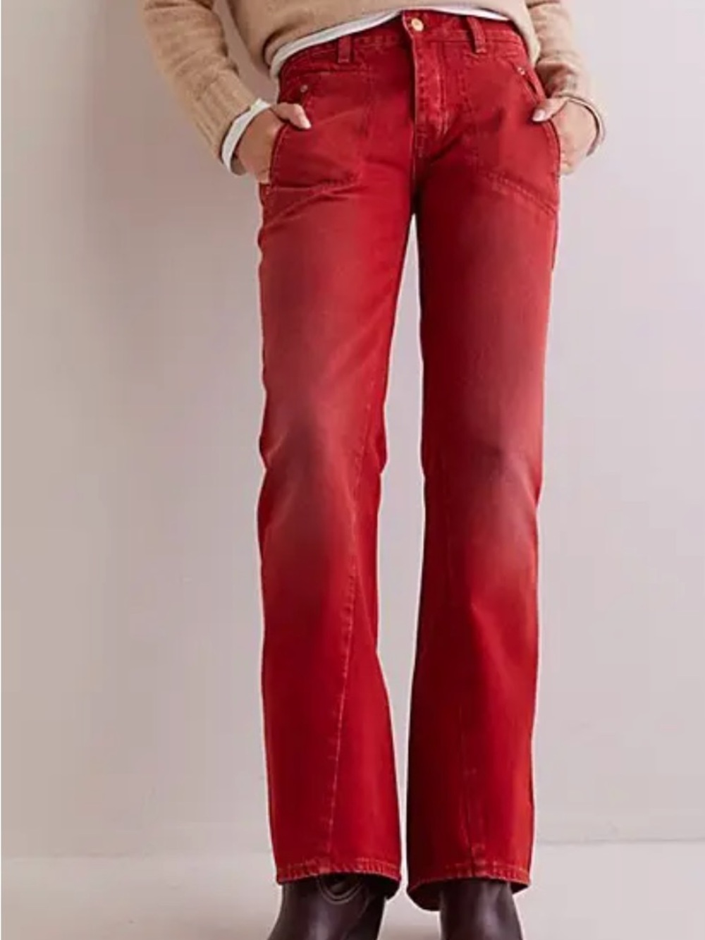 We The Free Red Wide Leg Jeans